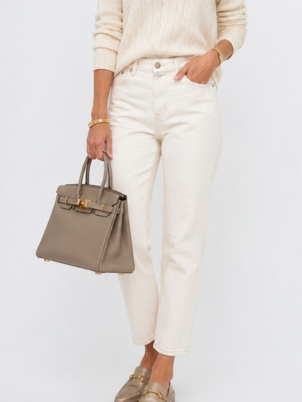 Talbots Cream Jeans Everyday Relaxed Straight Leg Jean EUC W31 L26.5